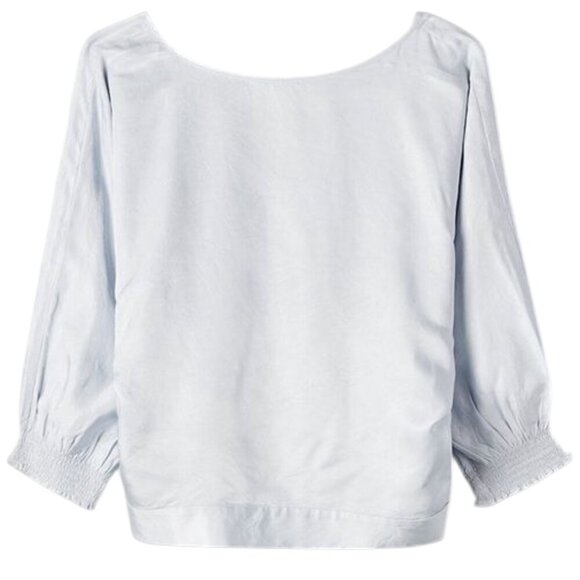 Aritzia Babaton Welsch Blouse Cropped Reversible Wrap Top Blue Willow Women XXS - Picture 1 of 12